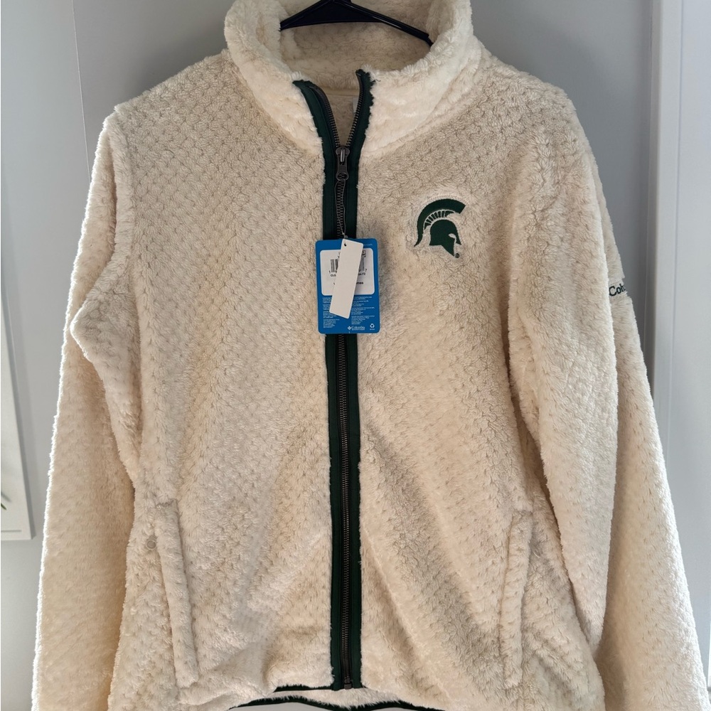 MSU Spartans Columbia Cream Fleece Jacket